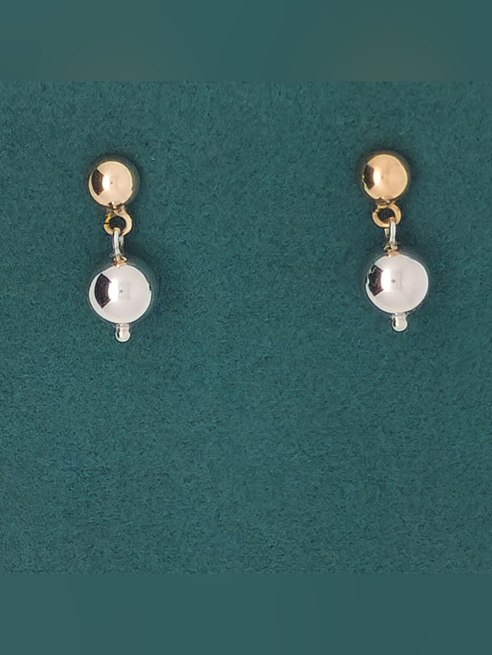 Vintage Milros 14k Yellow & White Gold Double Ball Bead Earrings